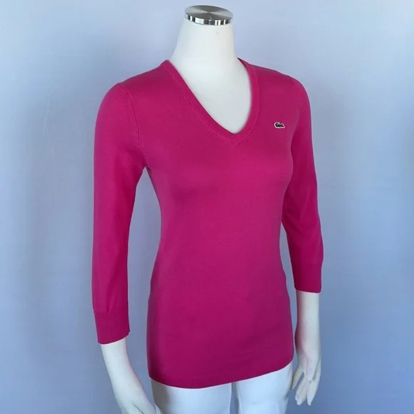 Lacoste Pink Sweater Size 38 3/4in Sleeves - Picture 6 of 13